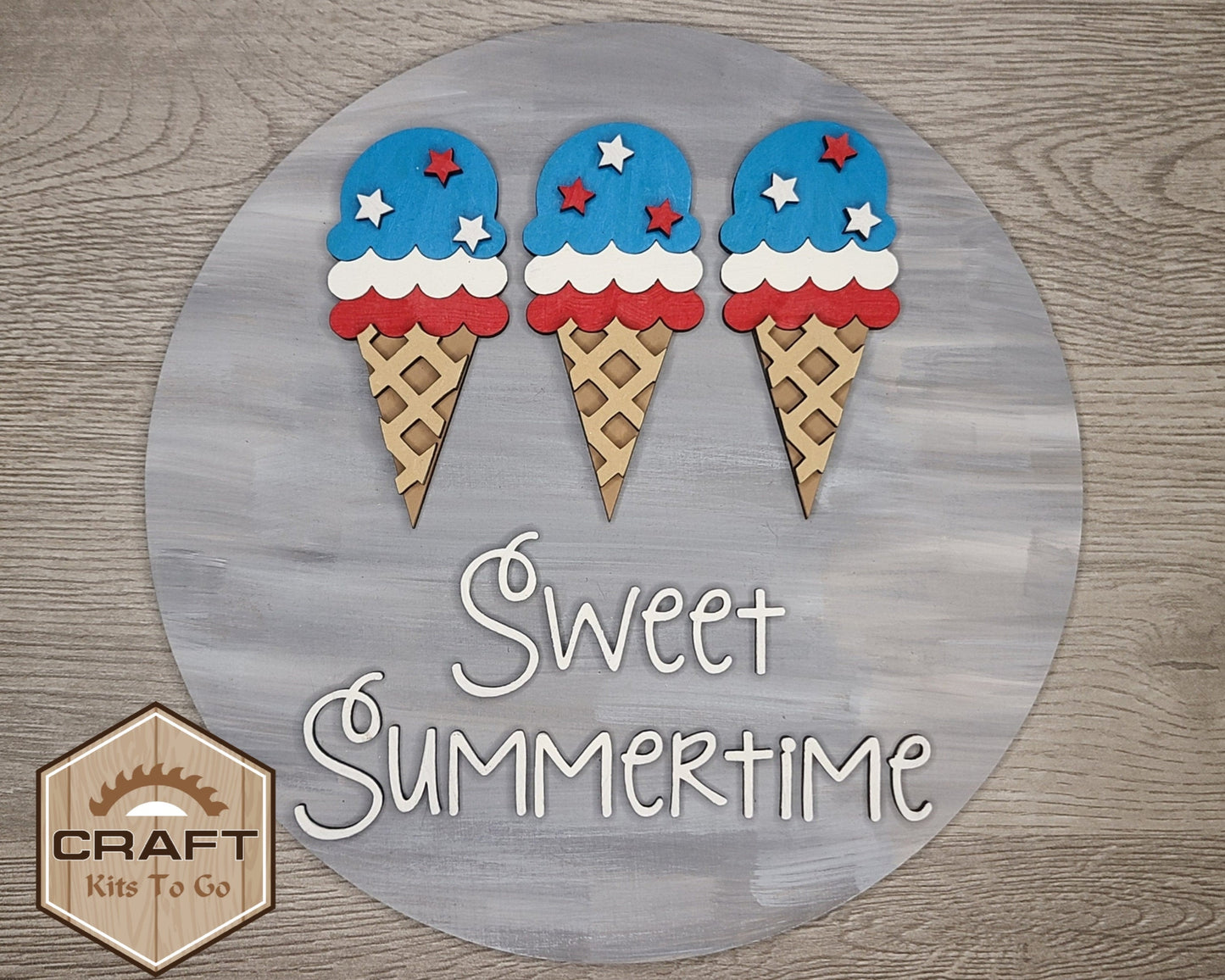 Sweet Summertime Ice Cream Craft DIY Paint Party Kit Craft Kit #2631 - Multiple Sizes Available - Unfinished Wood Cutout Shapes