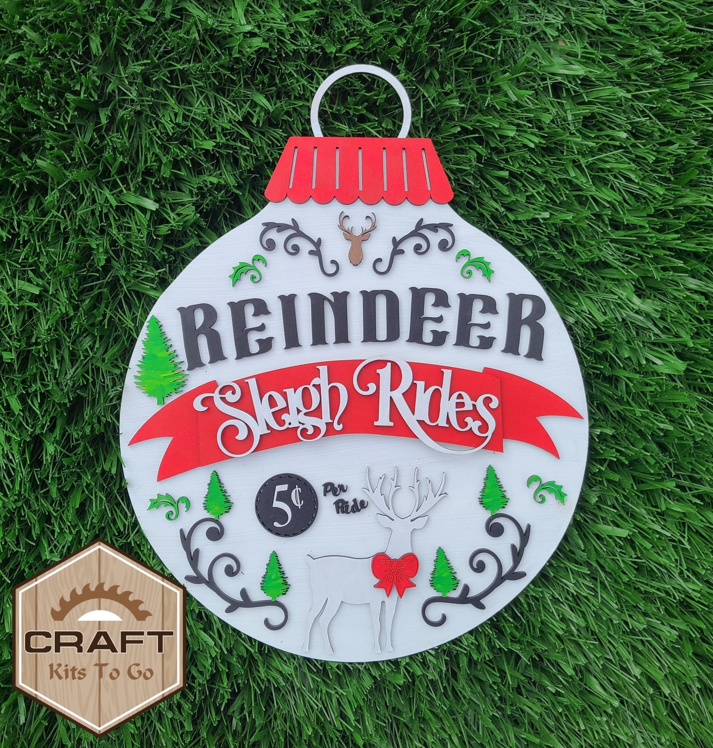 Sleigh Rides Christmas Craft Kit DIY Paint kit #2482 - Multiple Sizes Available - Unfinished Wood Cutout Shapes