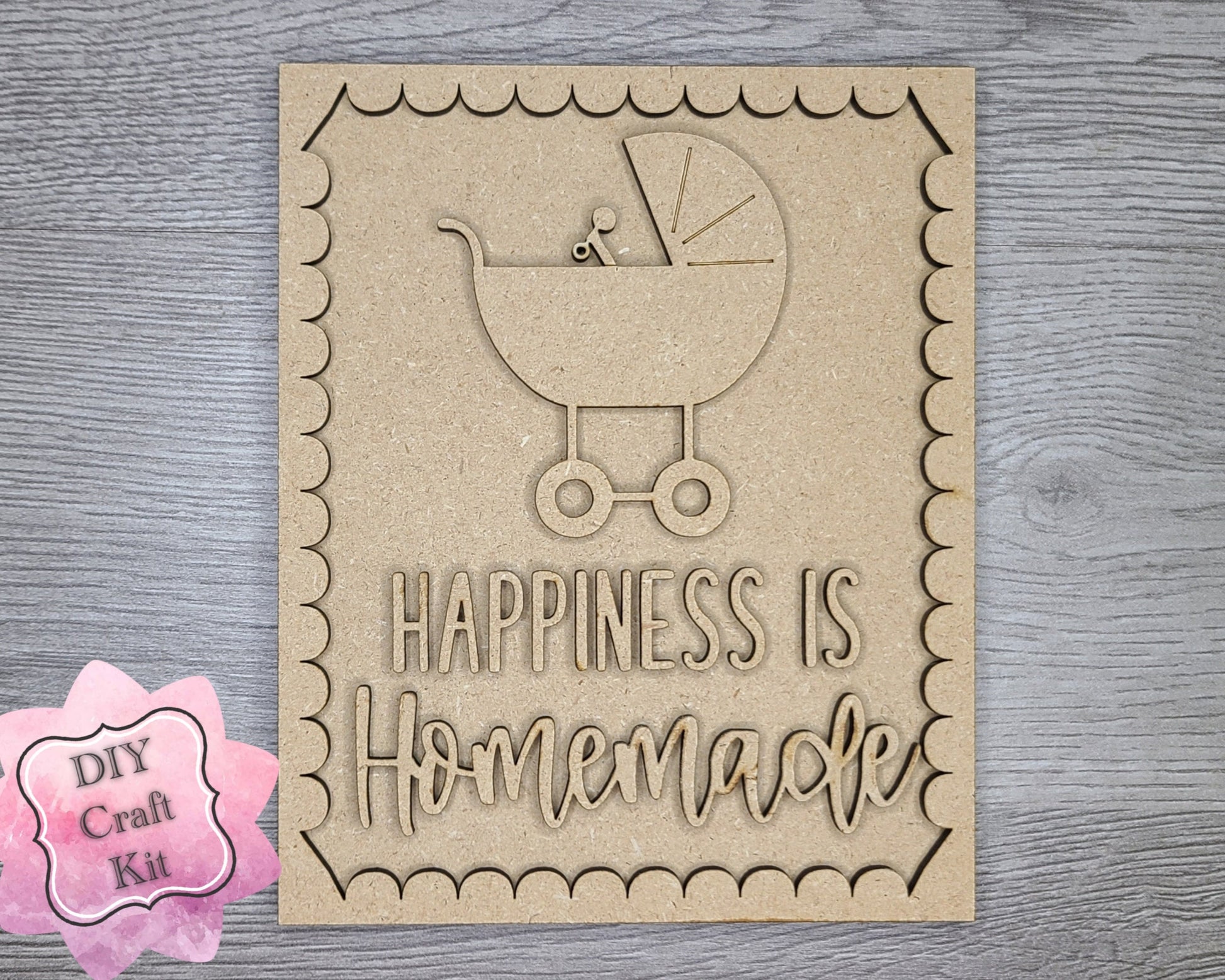 Happiness is Home Grown Baby Shower DIY Craft Kit #2891 - Multiple Sizes Available - Unfinished Wood Cutout Shapes