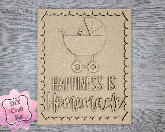 Happiness is Home Grown Baby Shower DIY Craft Kit #2891 - Multiple Sizes Available - Unfinished Wood Cutout Shapes