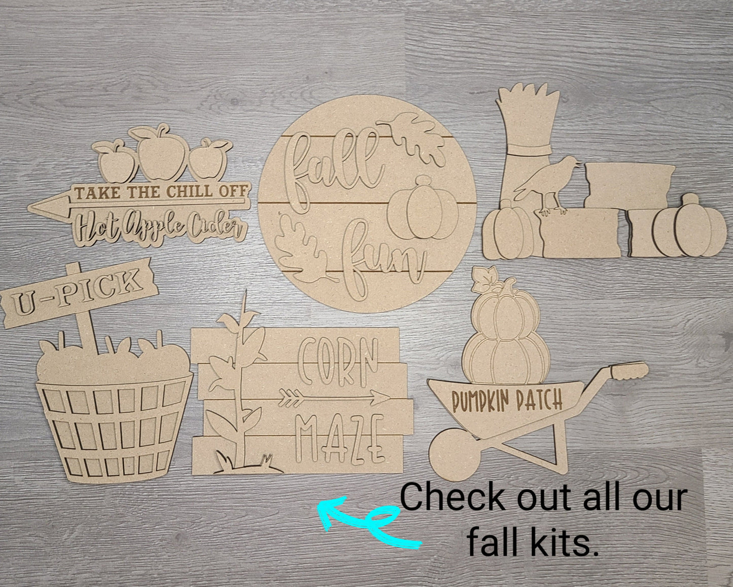Apple Cider Fall Craft DIY Halloween Craft Kit DIY Craft Kit #2876 - Multiple Sizes Available - Unfinished Wood Cutout Shapes