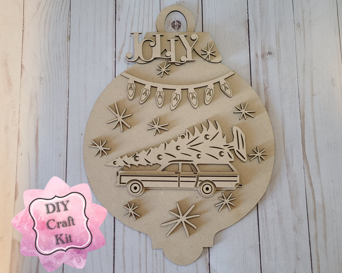 Christmas Wagon Craft Kit DIY Paint kit #2481 - Multiple Sizes Available - Unfinished Wood Cutout Shapes