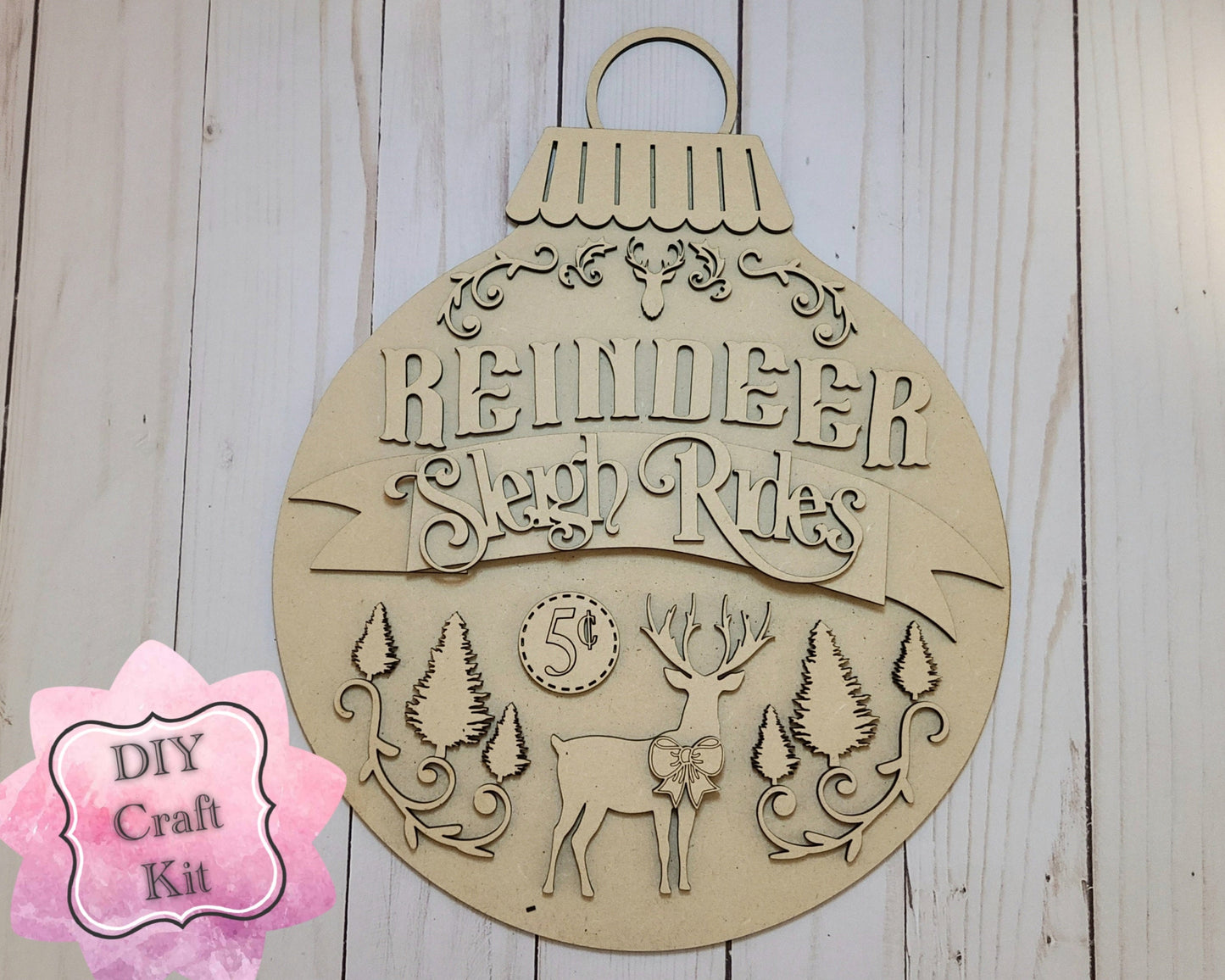 Sleigh Rides Christmas Craft Kit DIY Paint kit #2482 - Multiple Sizes Available - Unfinished Wood Cutout Shapes
