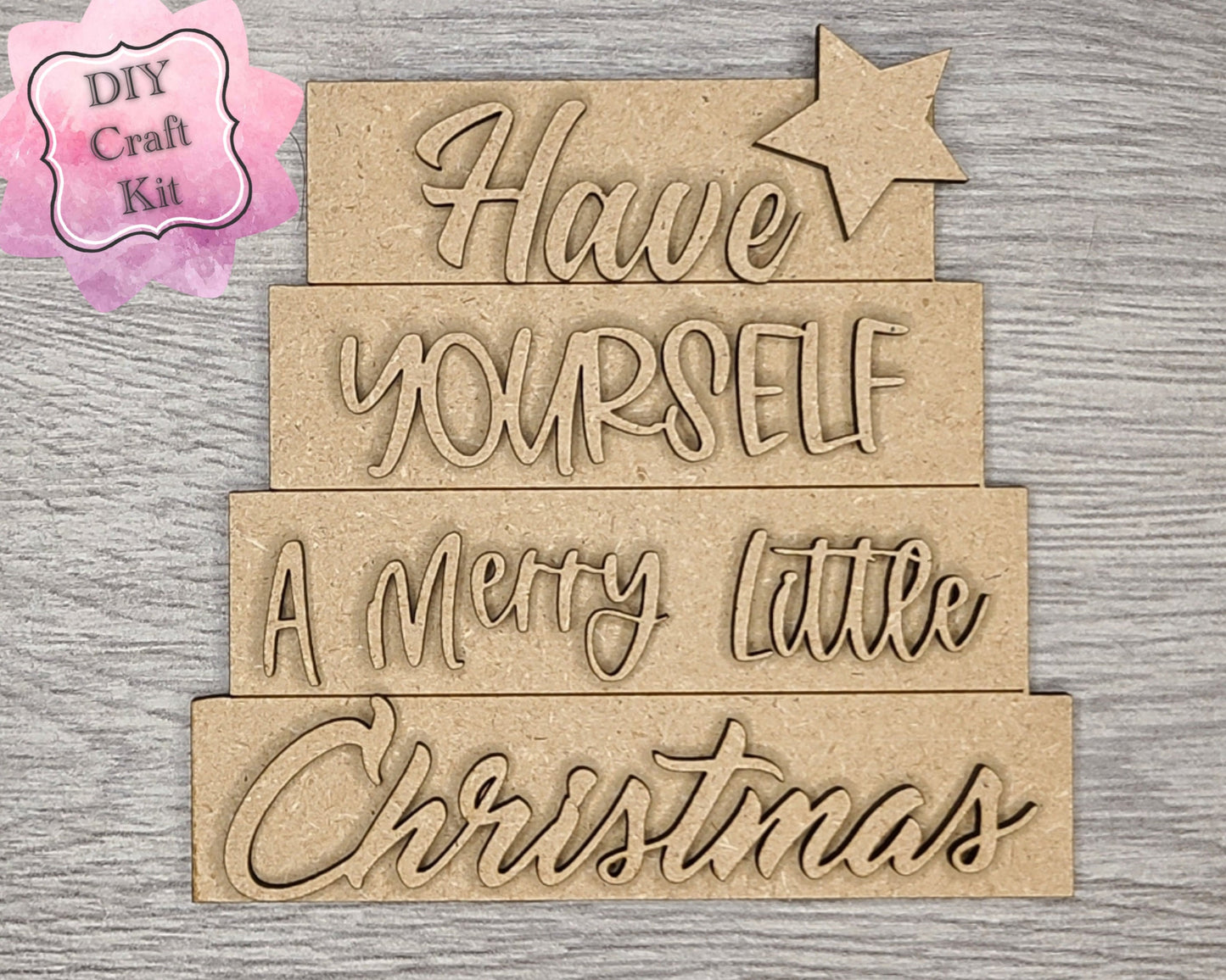 Have Yourself a Merry Christmas Decor DIY Paint kit #2888 - Multiple Sizes Available - Unfinished Wood Cutout Shapes