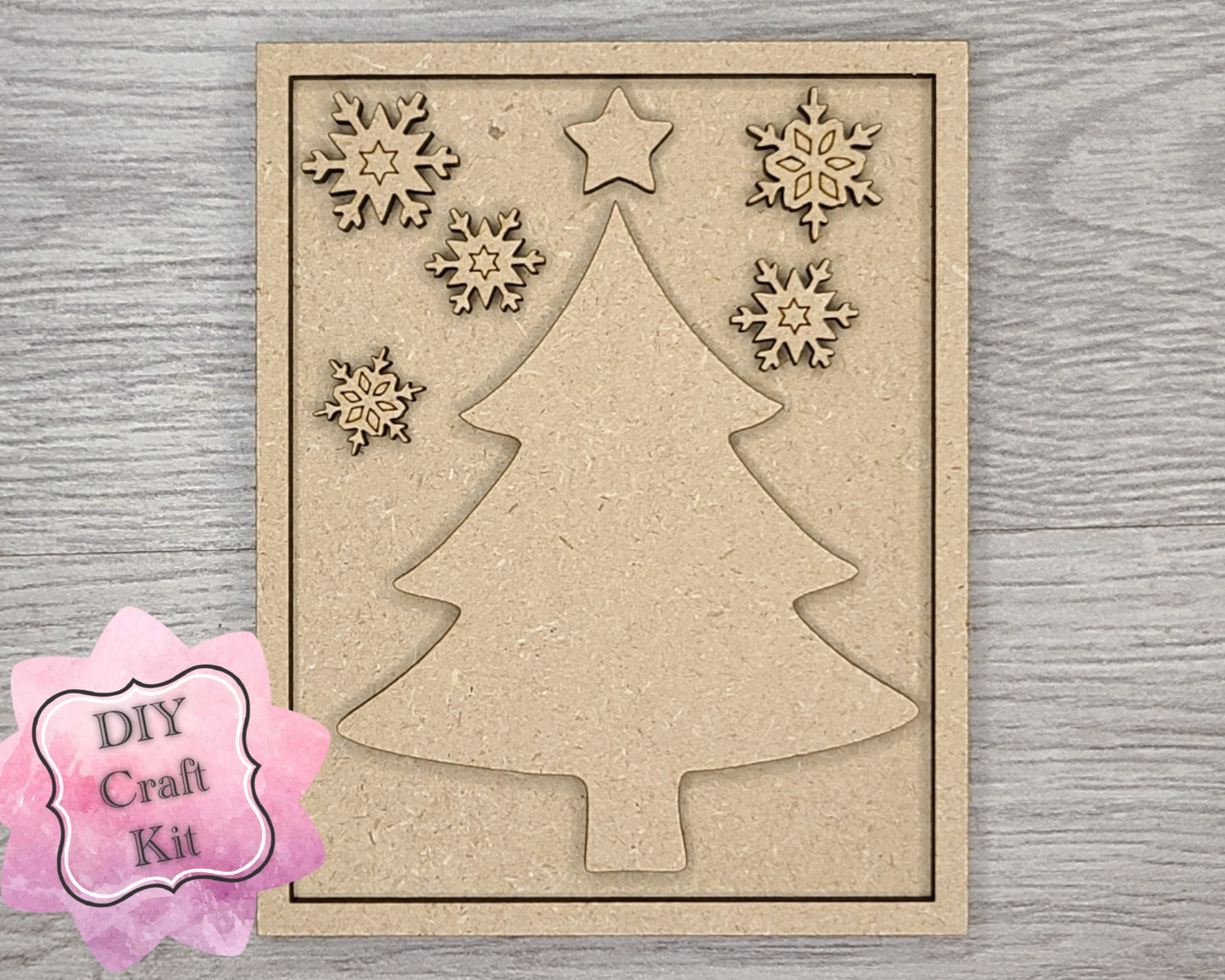 Christmas Tree Framed Christmas Decor DIY Paint kit #2889 - Multiple Sizes Available - Unfinished Wood Cutout Shapes