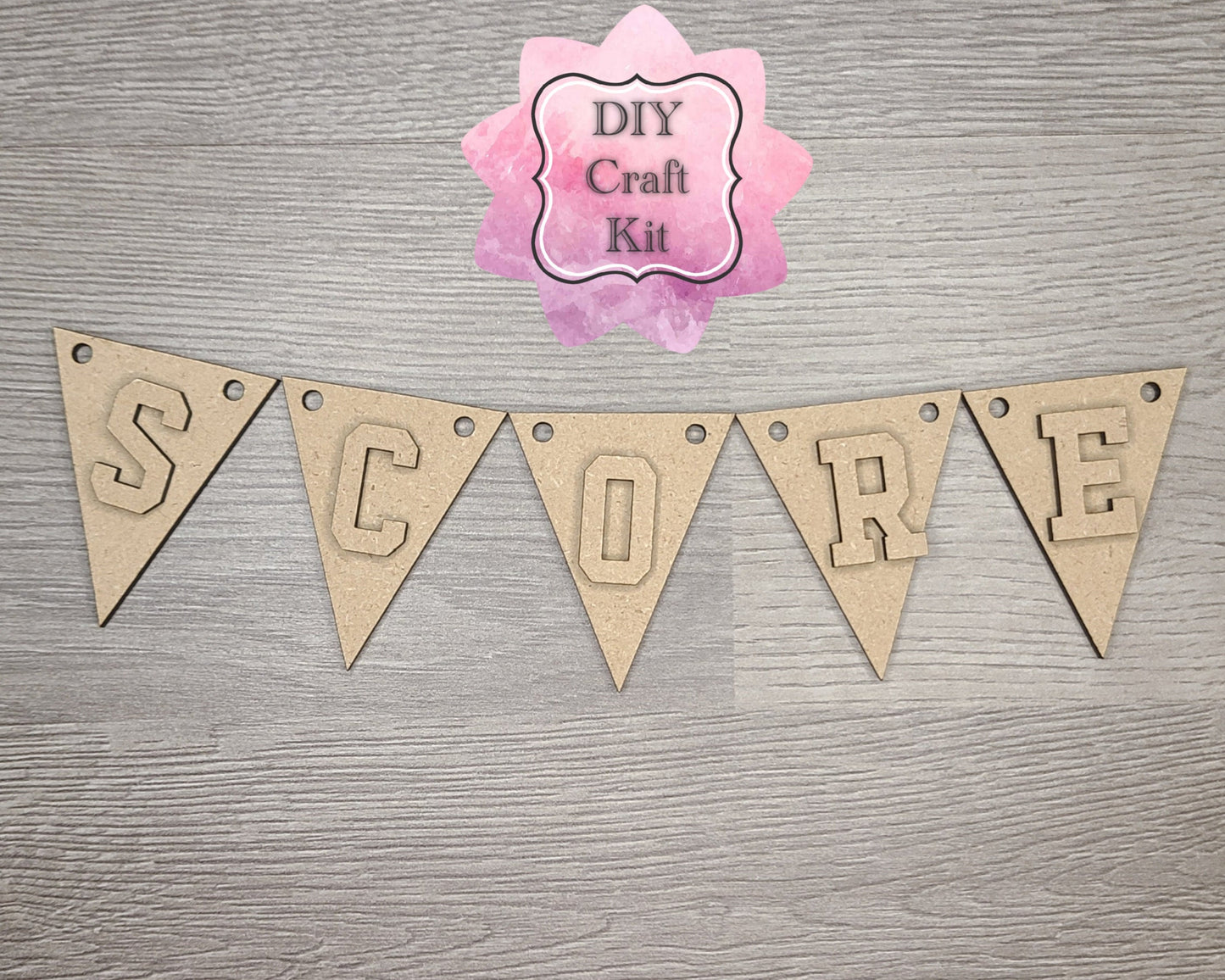 Score Bunting #1 Winner Decor Bunting Banner DIY Craft Kit for Adults #2937 Multiple Sizes Available - Unfinished Wood Cutout Shapes