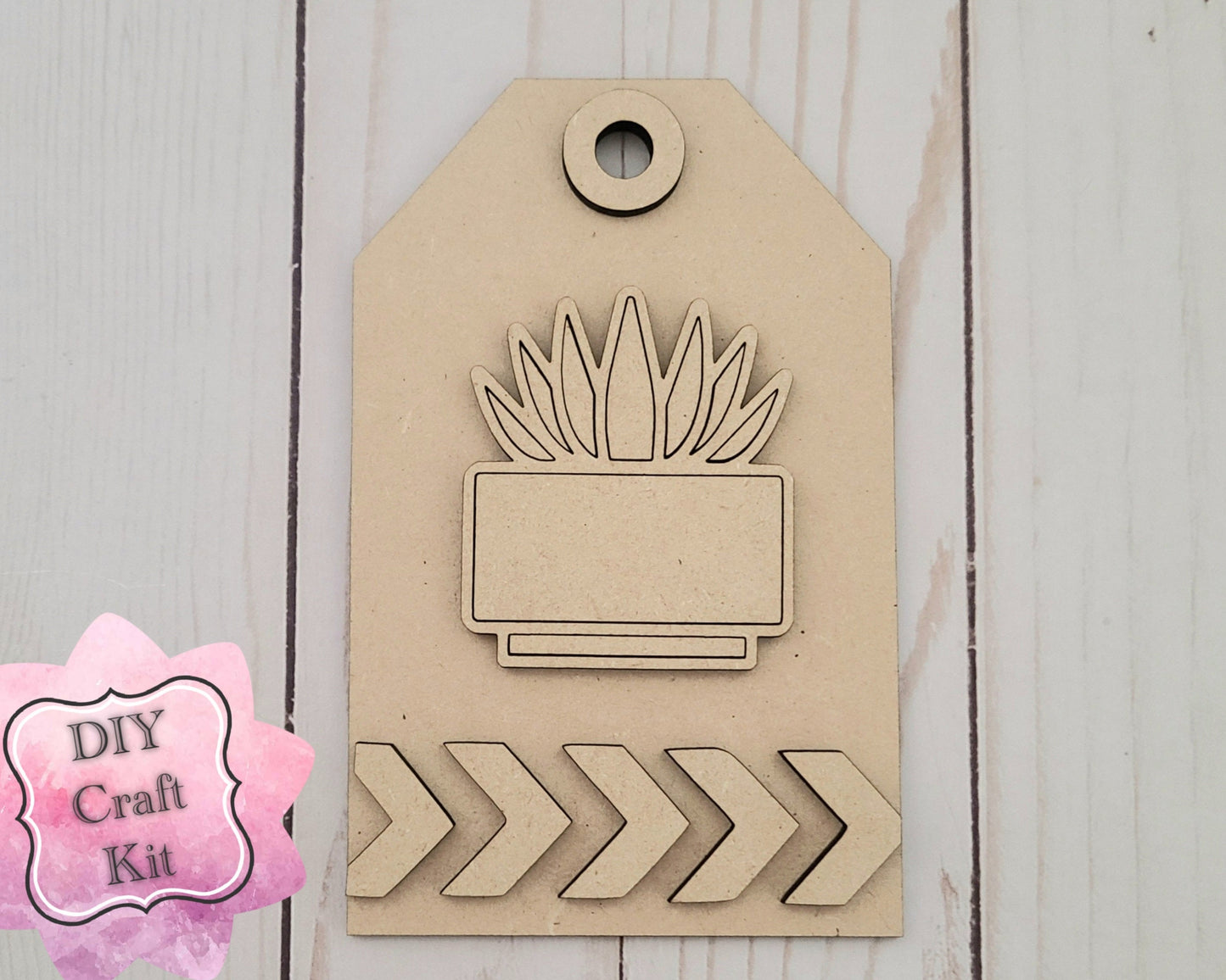 Succulent Tag Craft DIY Paint Party Kit Craft Kit for Adults #2615 - Multiple Sizes Available - Unfinished Wood Cutout Shapes