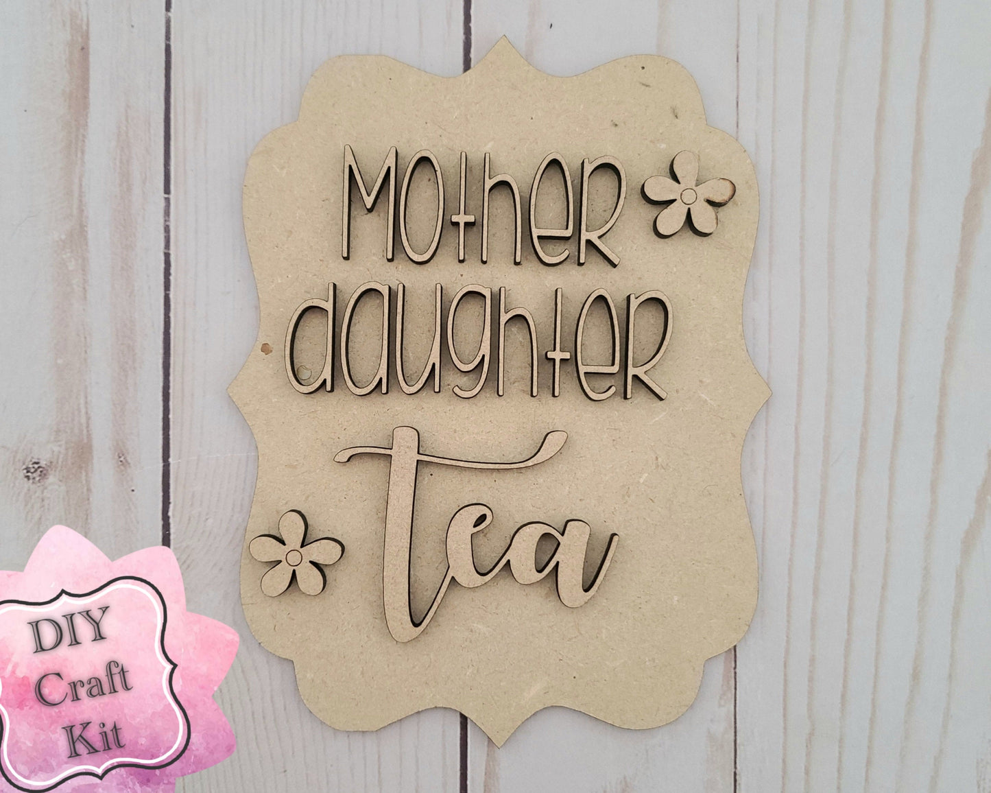 Mother/Daughter Tea Party Craft DIY Paint Party Kit Craft Kit for Adults #2624 - Multiple Sizes Available - Unfinished Wood Cutout Shapes