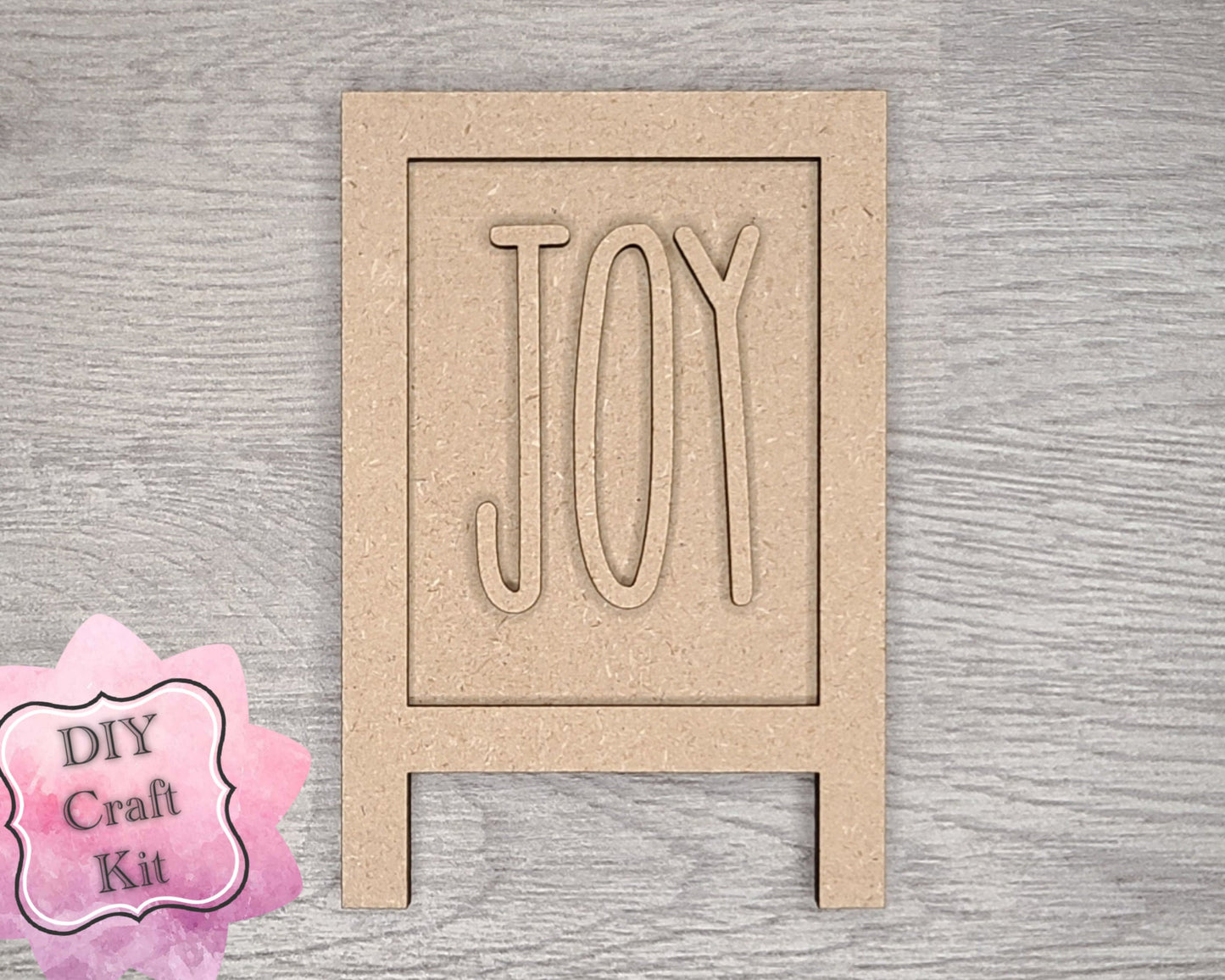 Joy Stand Christmas Decor DIY Paint kit #2808 - Multiple Sizes Available - Unfinished Wood Cutout Shapes