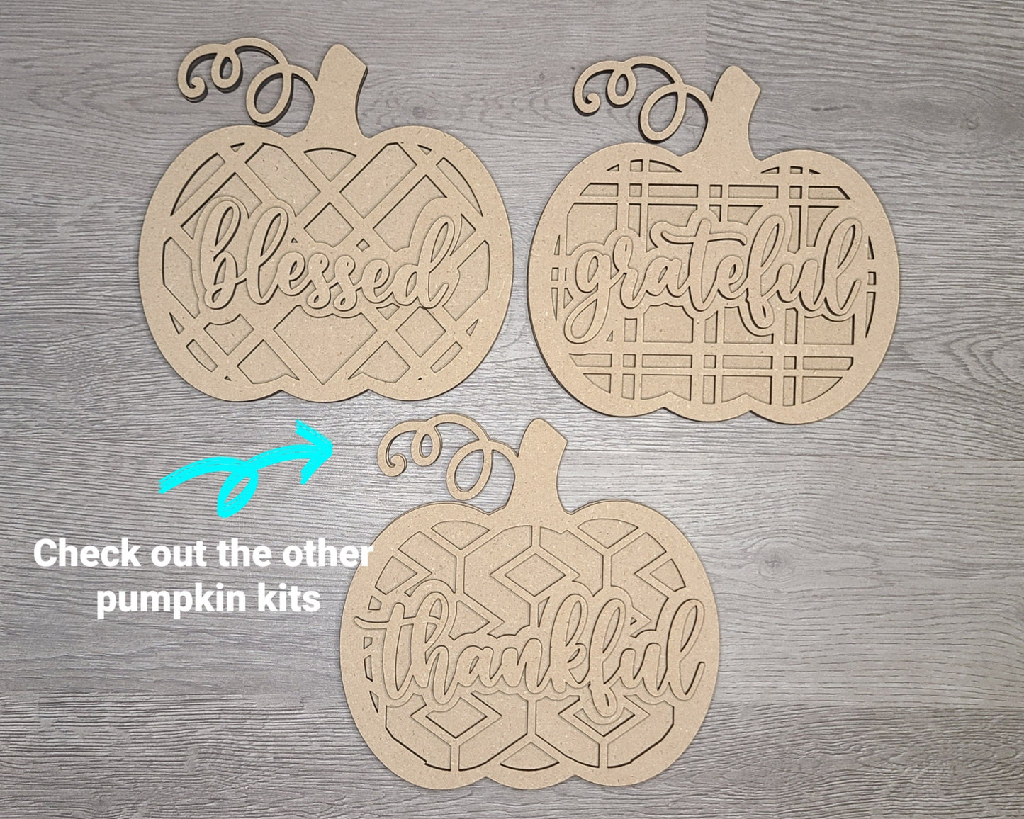 Blessed Thanksgiving Pumpkin Decor Fall colors Decor Porch DIY Paint kit #3069 - Multiple Sizes Available - Unfinished Wood Cutout Shapes