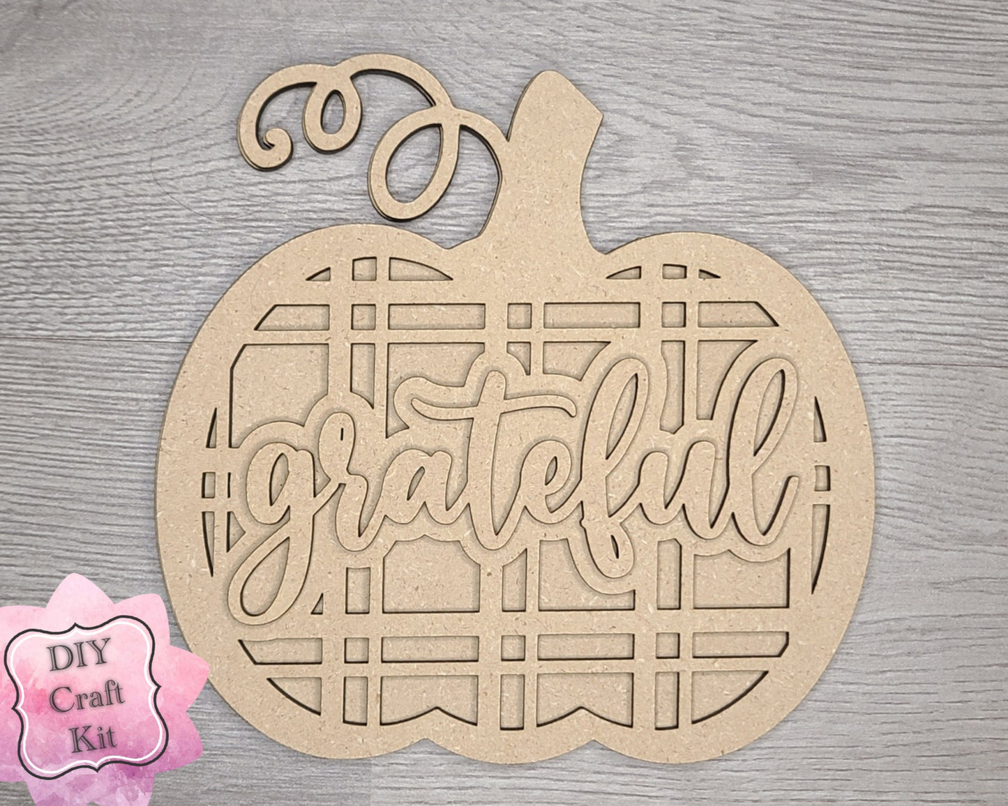 Grateful Thanksgiving Pumpkin Decor Fall colors Decor Porch DIY Paint kit #3067 - Multiple Sizes Available - Unfinished Wood Cutout Shapes