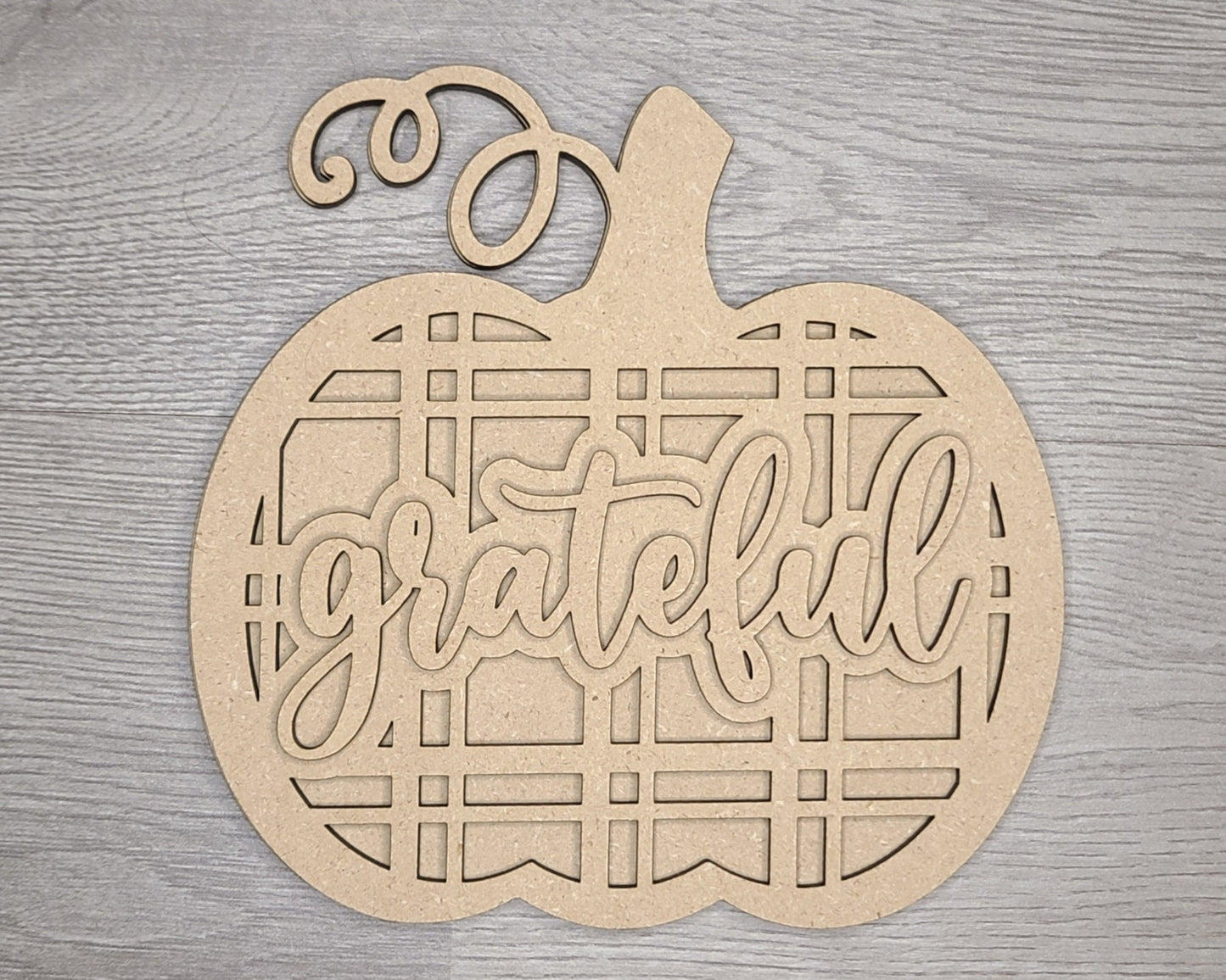 Grateful Thanksgiving Pumpkin Decor Fall colors Decor Porch DIY Paint kit #3067 - Multiple Sizes Available - Unfinished Wood Cutout Shapes