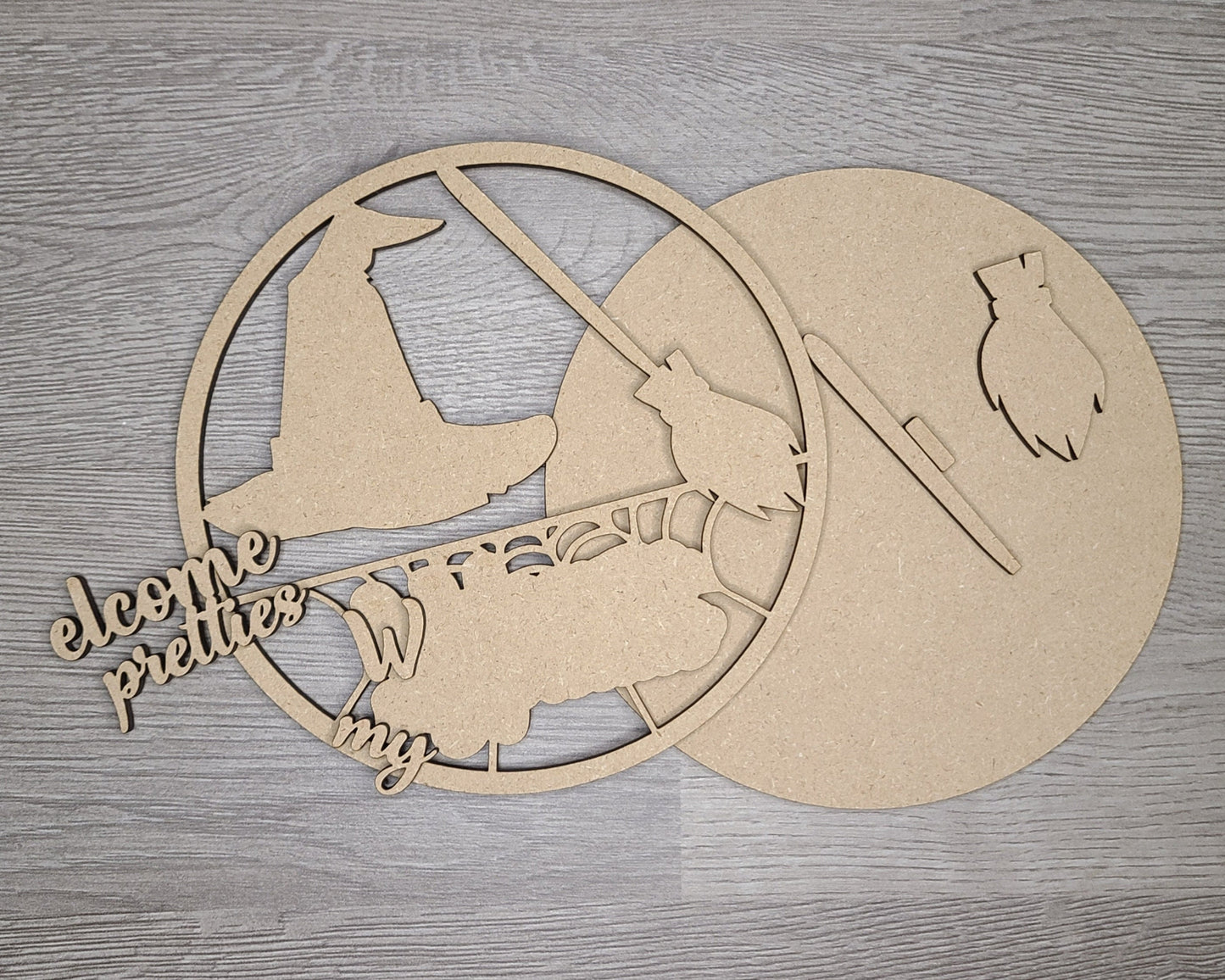 Welcome my pretties Halloween Decor DIY Paint kit #3071 - Multiple Sizes Available - Unfinished Wood Cutout Shapes