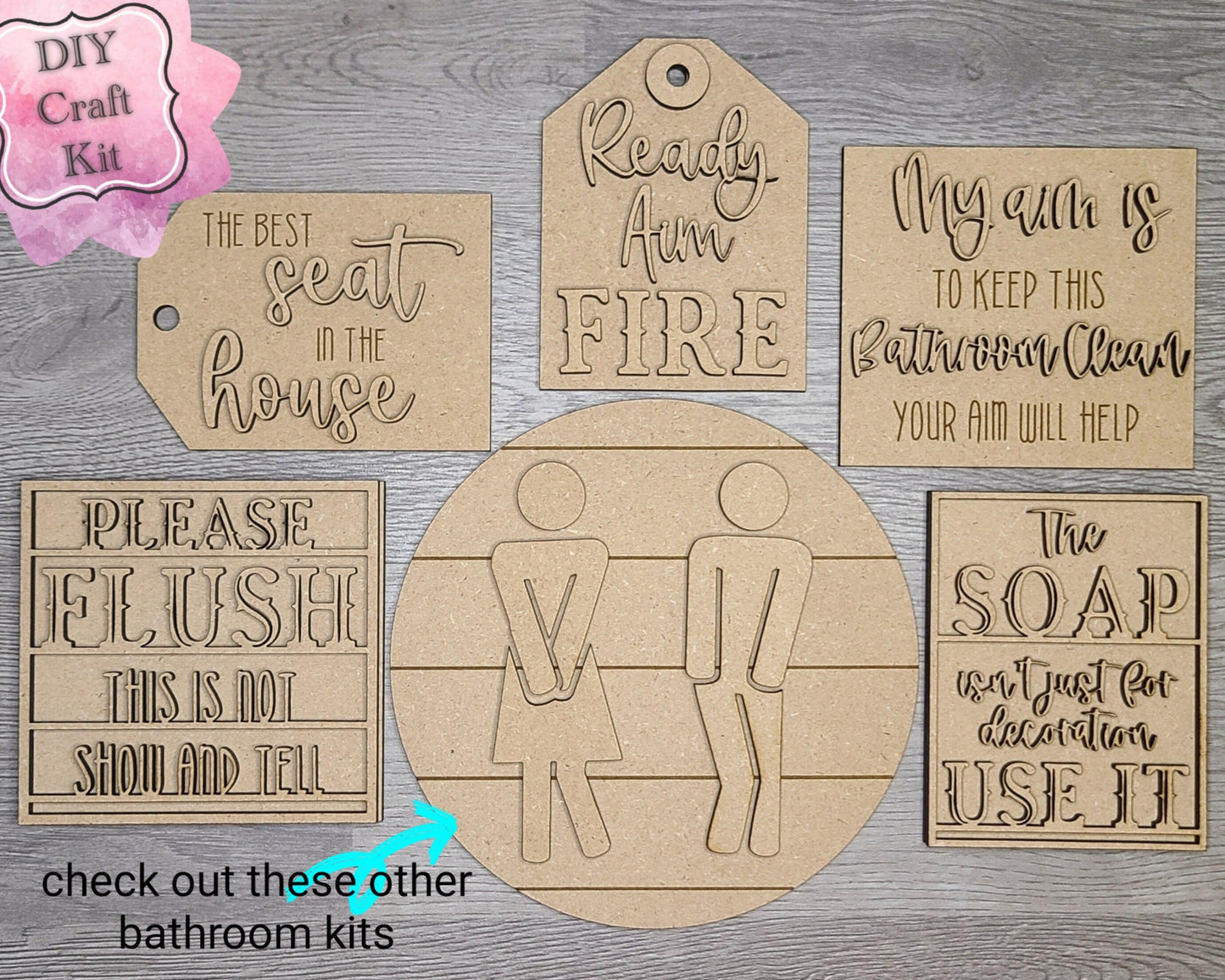 Best Seat in the House Bathroom Decor Kit DIY Paint kit #2968 - Multiple Sizes Available - Unfinished Wood Cutout Shapes
