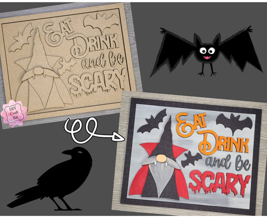 Eat, Drink be Scary | Vampire Halloween Gnome | Halloween Decor | Halloween Crafts | DIY Craft Kits | Paint Party Supplies | #3049