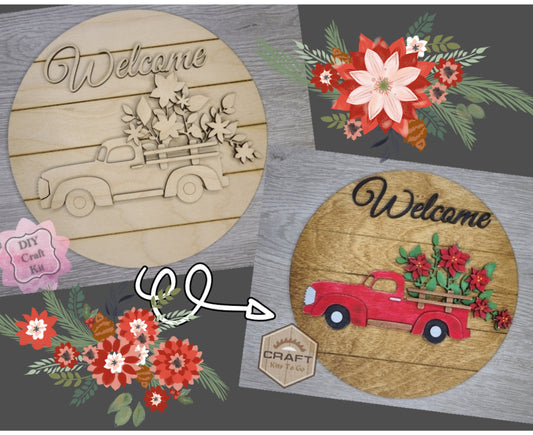 Christmas Poinsettia Truck | #3392