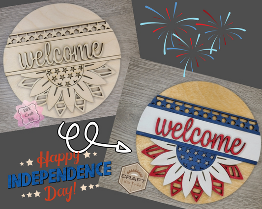 Patriotic Sunflower Sign | #3727