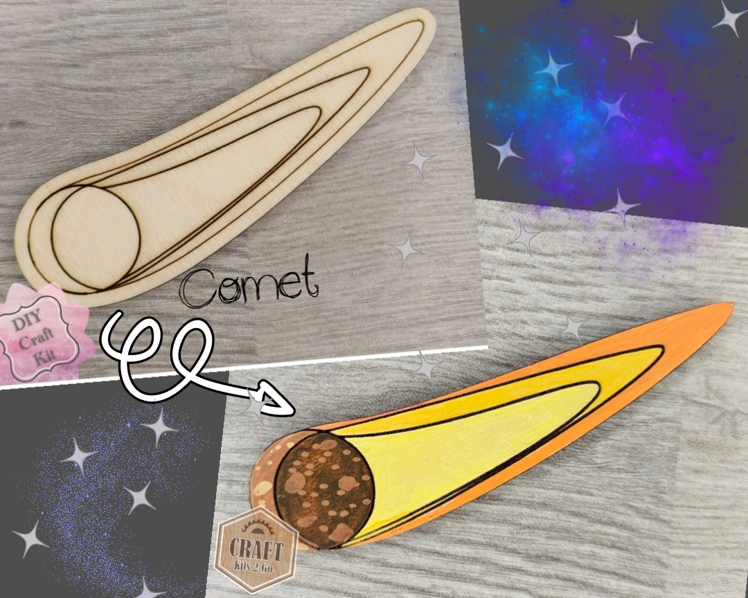 Comet Cutout | Space | Outer Space | Kids Crafts | Wood Shape Cutout | #2225 - Multiple Sizes Available - Unfinished Wood Cutout Shapes