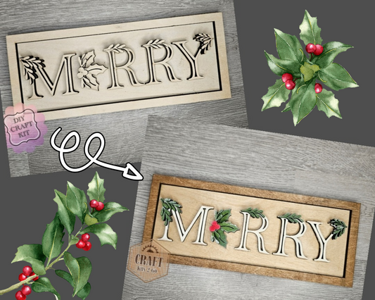 Rustic Merry Sign | #4501