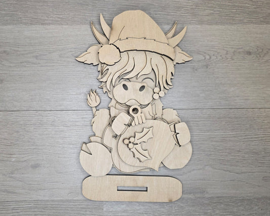 Highland Cow Christmas Shelf Sitter | #5096
