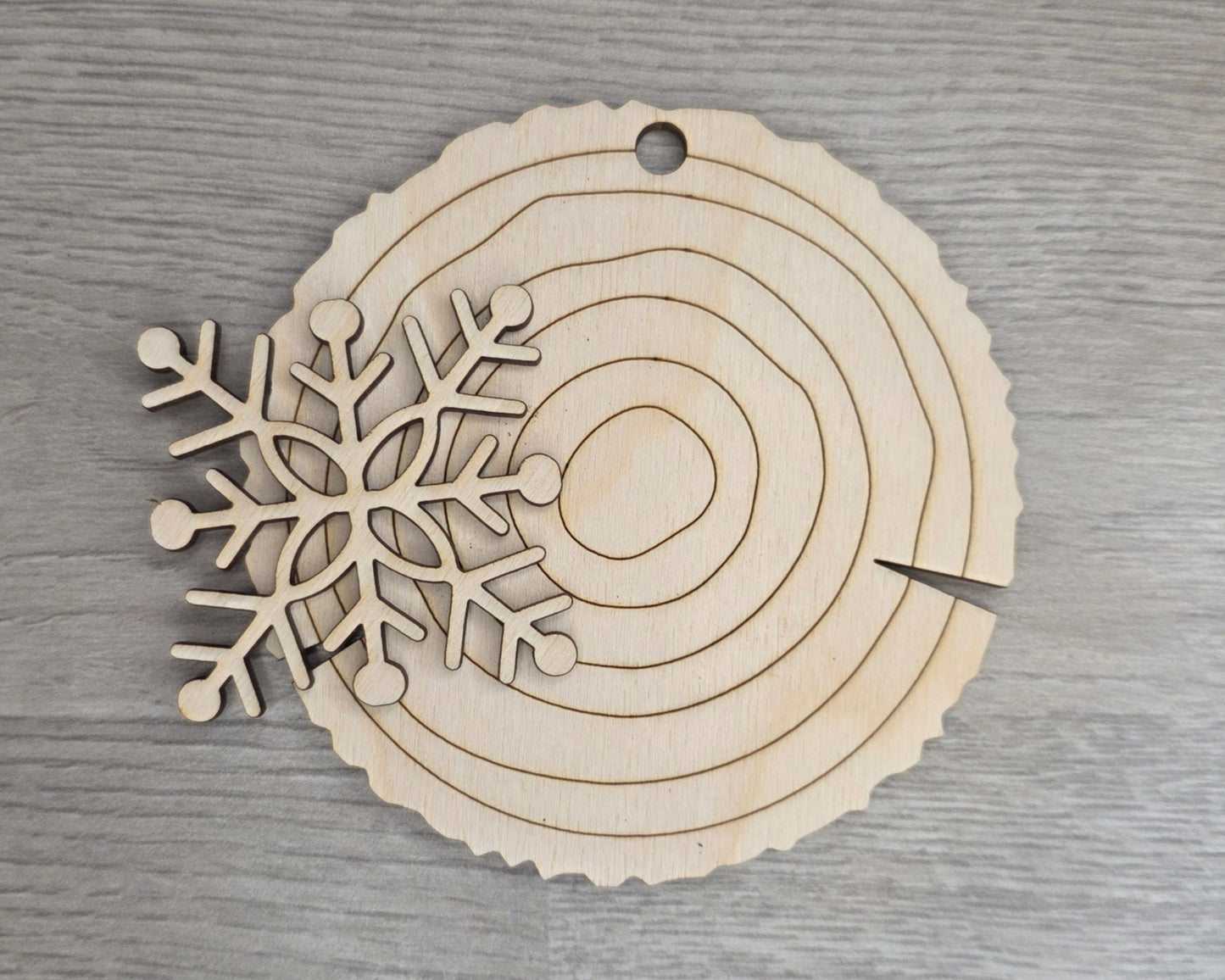 Snowflake Wood Slice Ornament | #5241