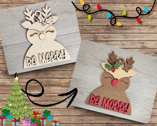 Reindeer "Be Merry" Ornament | #4407