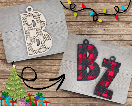 Plaid Letter Ornament | #5214