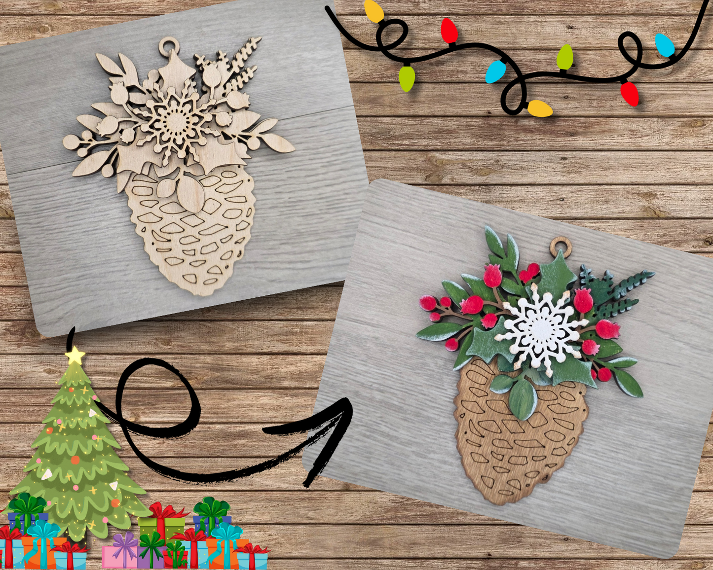 Pine Cone Mistletoe Ornament | #3567