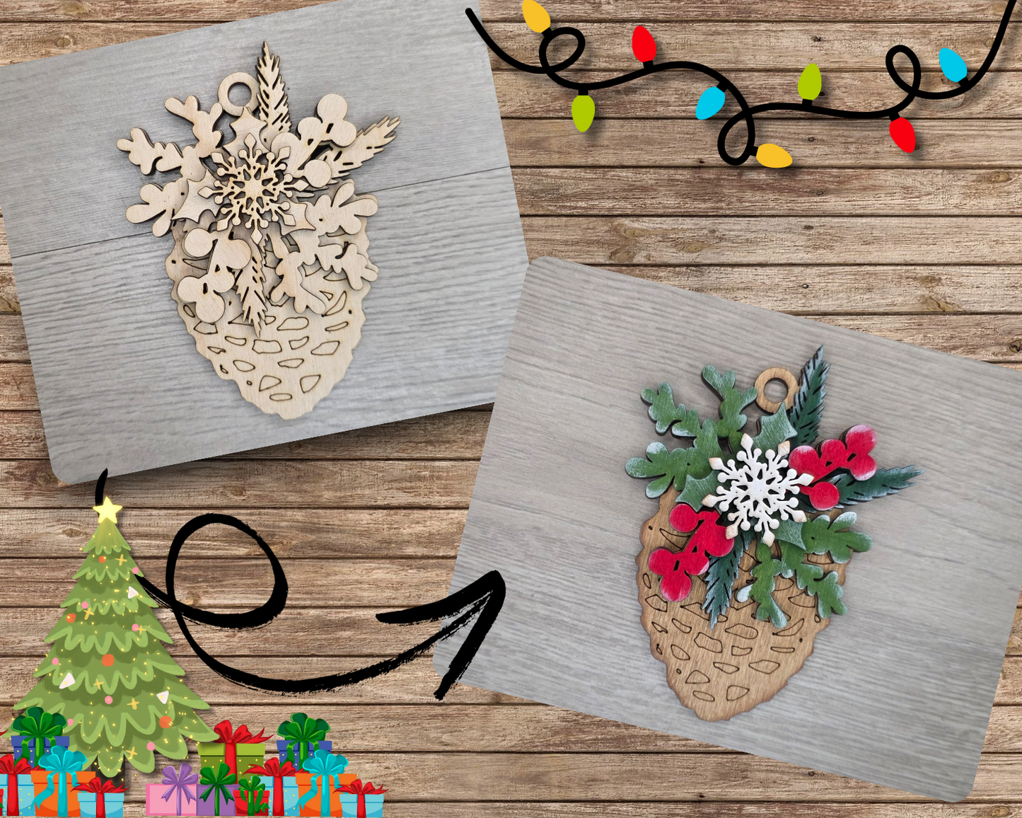 Pine Cone Mistletoe Ornament | #5240