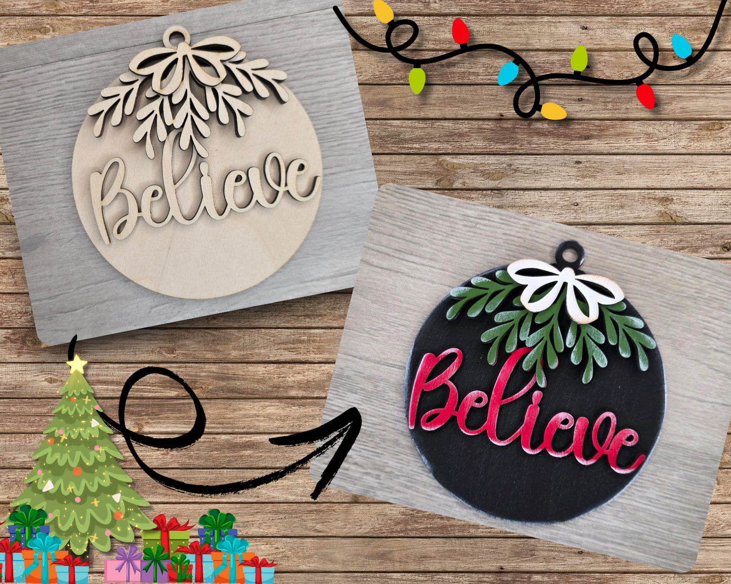 Believe Mistletoe Ornament | #5235
