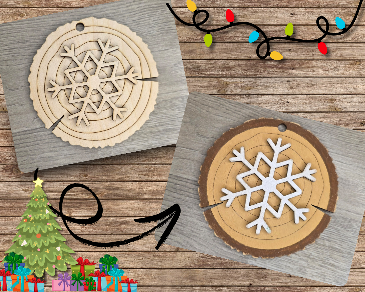 Snowflake Wood slice Ornament | #2927