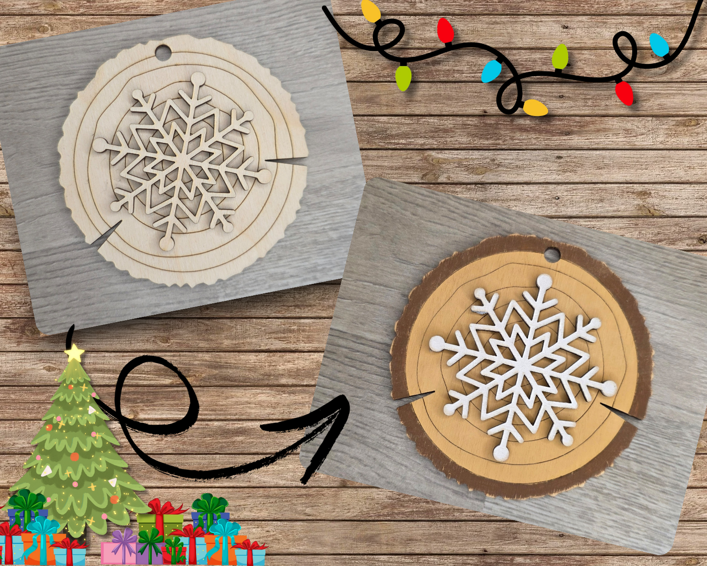 Snowflake Wood slice Ornament | #2929