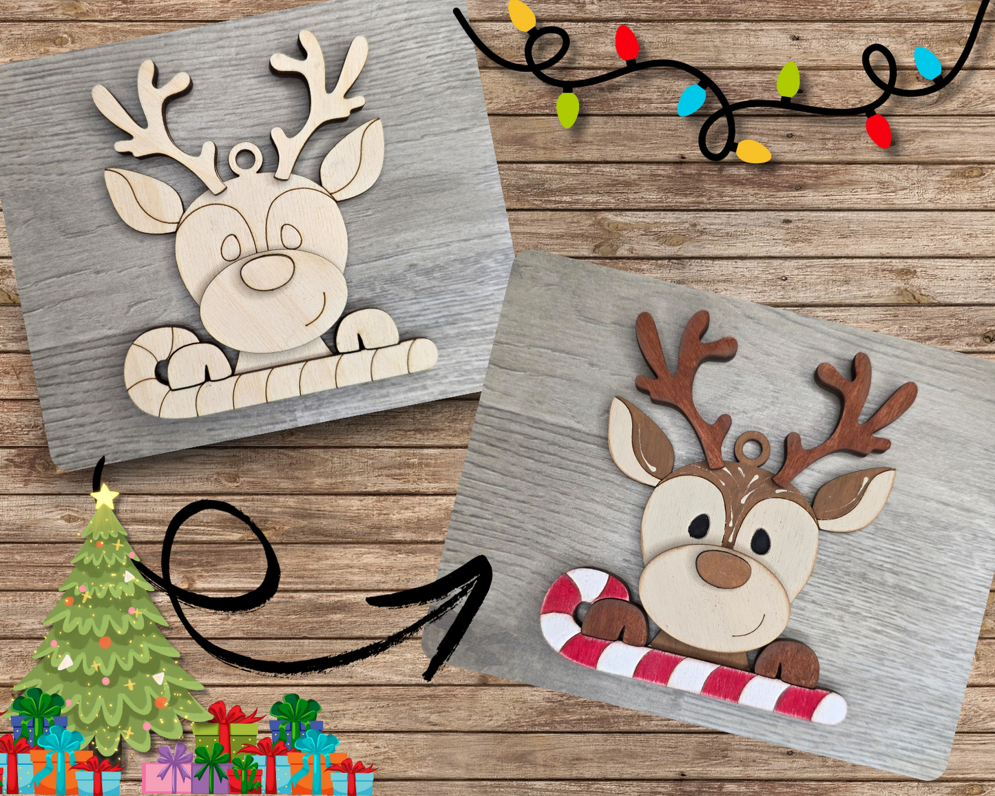 Deer Candy Cane Ornament | #2989