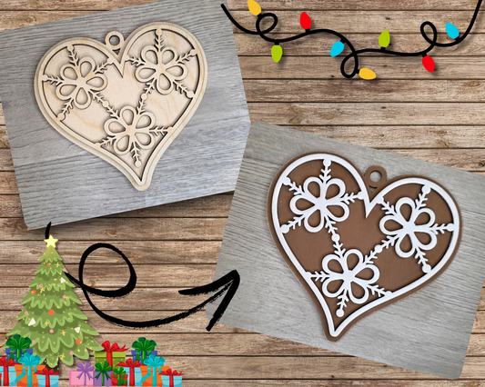 Gingerbread Heart Icing Ornament | #5365