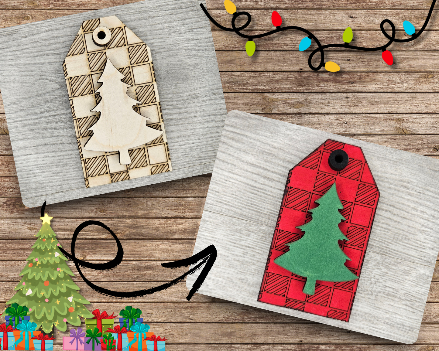Plaid Christmas Tag | #4113