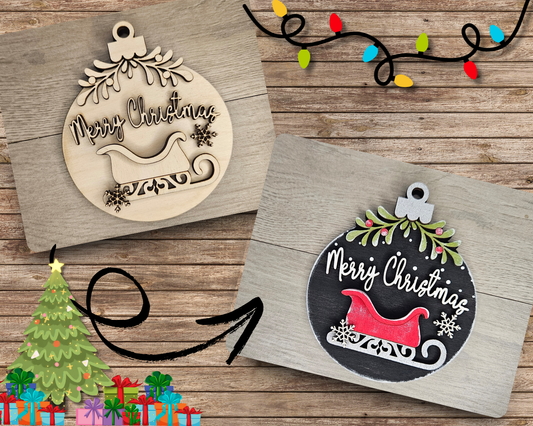 Santa Sleigh Ornament | #4463