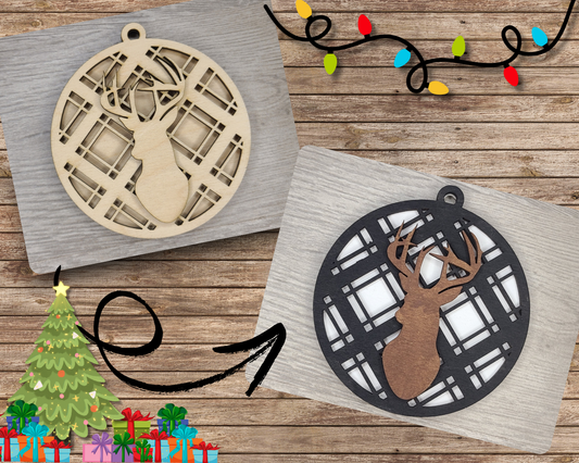 Deer Plaid Ornament | #2291