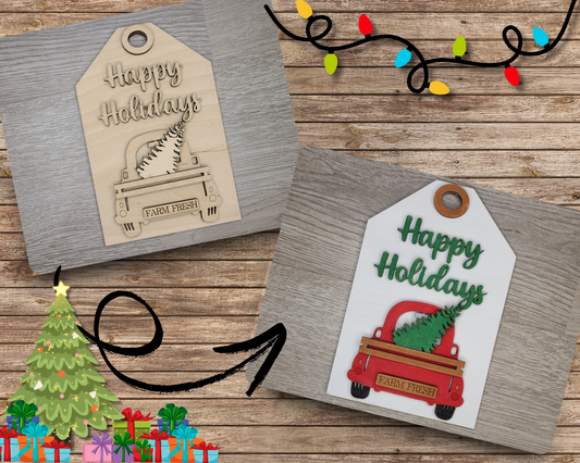 Happy Holidays Christmas Truck Tag | #5030