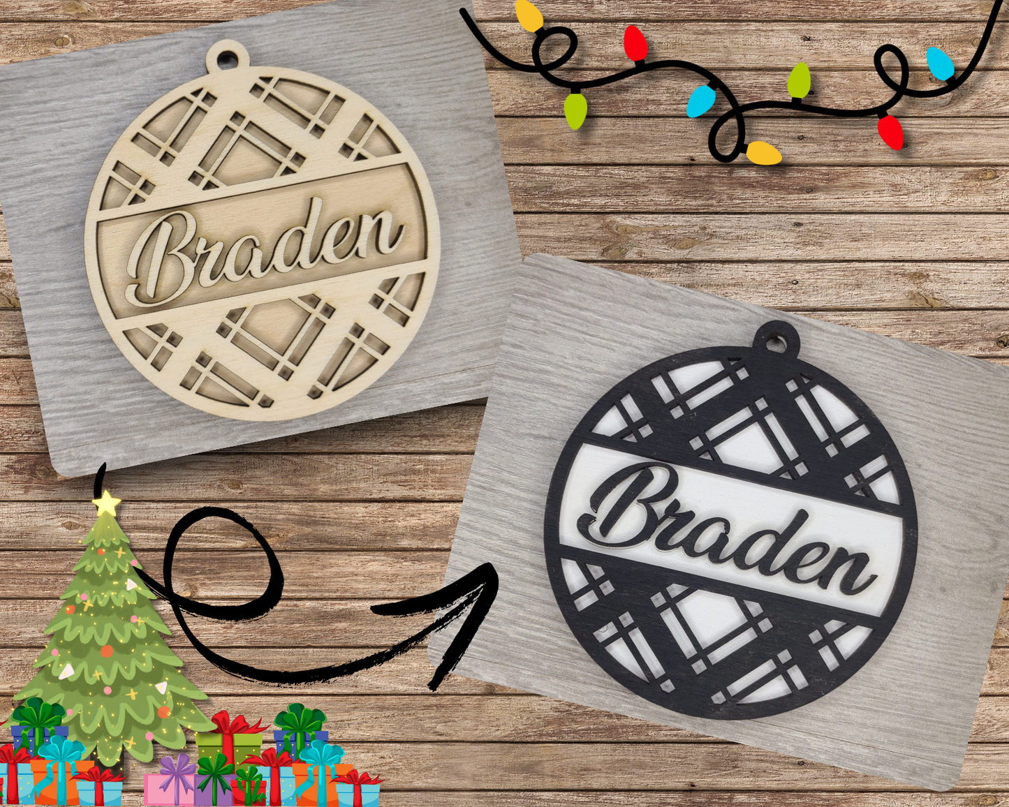 Custom Plaid Ornament | #2293