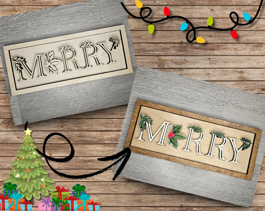Rustic Merry Sign | #4501