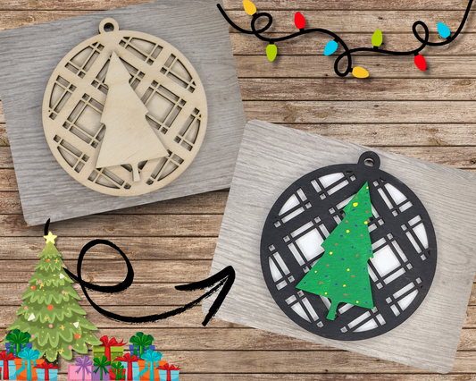 Christmas Tree Plaid Ornament | #2292