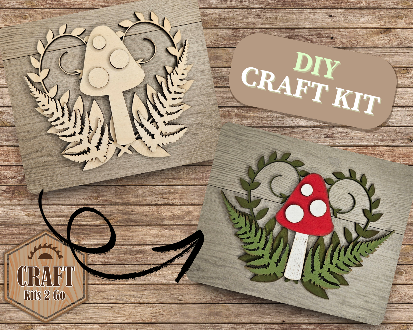 Mushroom with Heart Ferns | #4711
