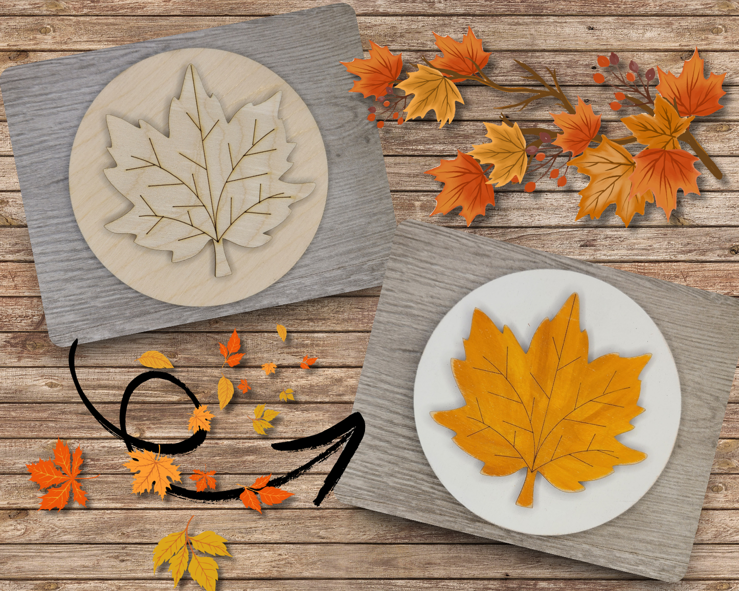 Fall Leaves Round | #3541