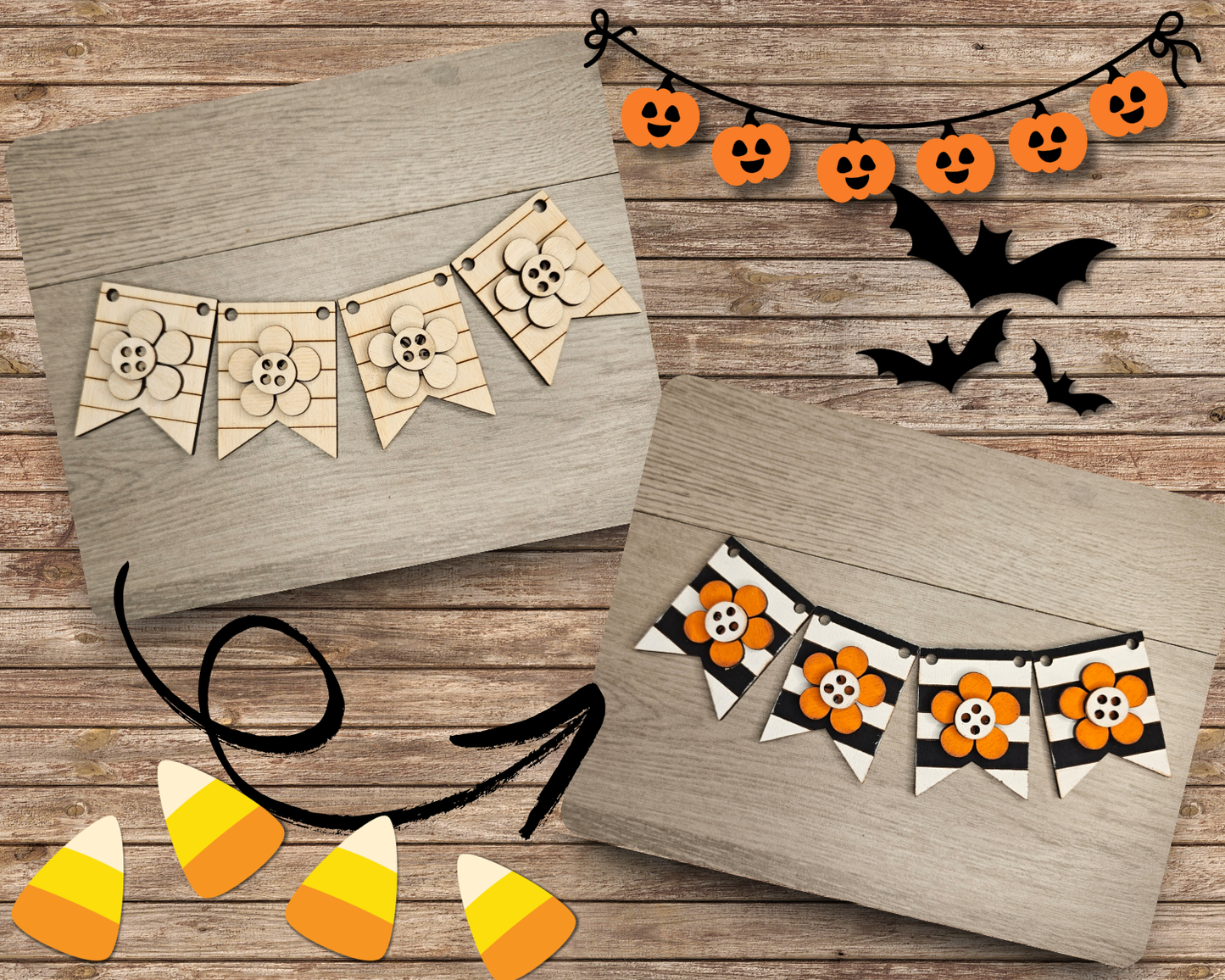 Halloween Flower Bunting | #4720