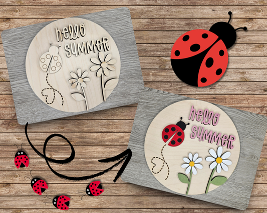 Hello Summer Lady bug Sign |  #4246