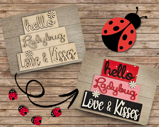 Lady Bug Word Stacker Decor | #4747