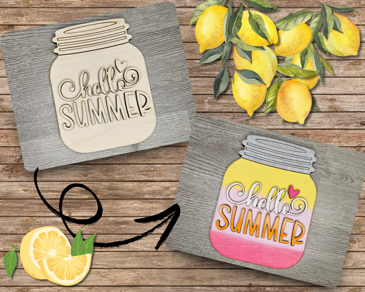 Hello Summer Lemonade Mason Jar Sign | #4644