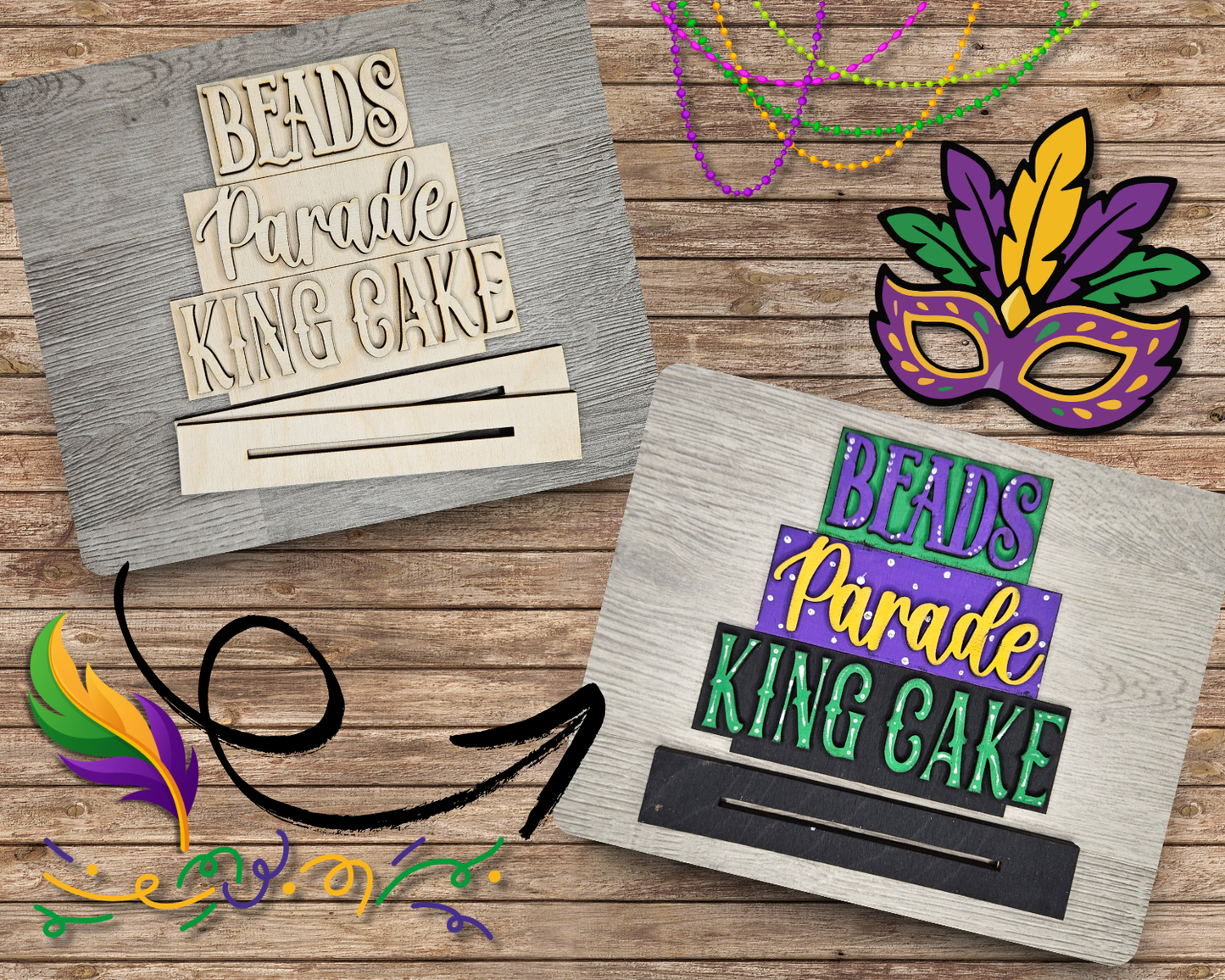 Mardi Gras Word Shelf Sitter | #4595
