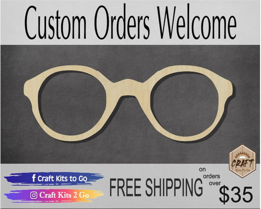 Glasses Back to School Sight DIY paint kit #2307 - Multiple Sizes Available - Unfinished Wood Cutout Shapes