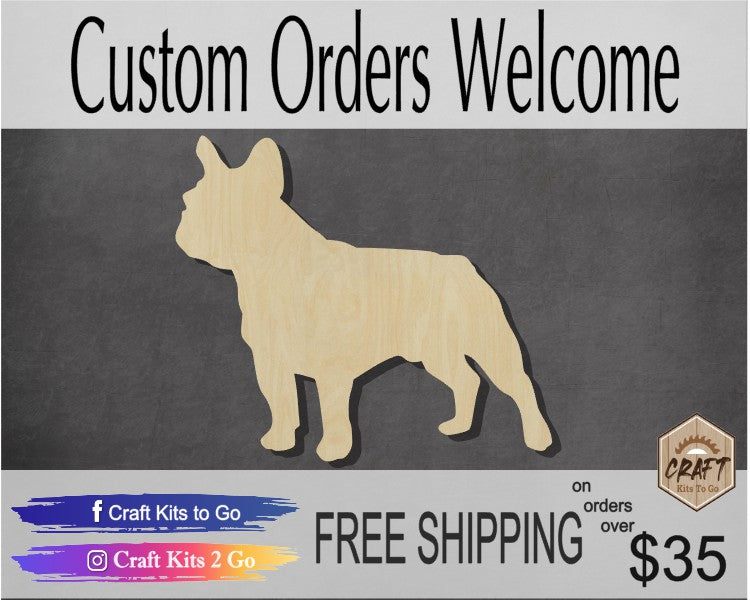 French Bull Dog wood shape wood cutouts dog cutouts dog shapes DIY Paint #1203 - Multiple Sizes Available - Unfinished Wood Cutout Shapes